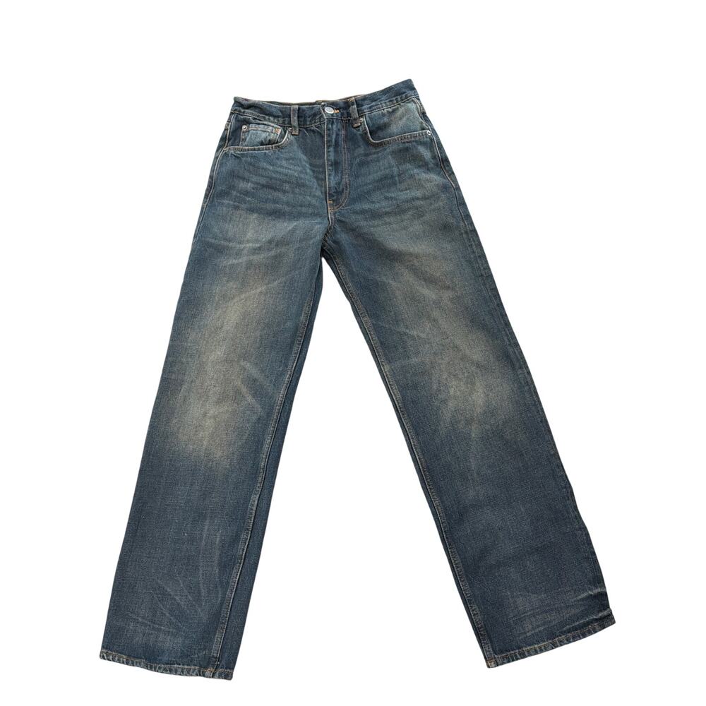 Zara Womens Straight Leg Jeans US 4 Blue Medium Wash High Rise Denim 28x30